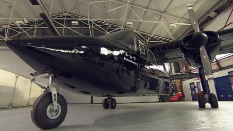 Islander aircraft in a hangar