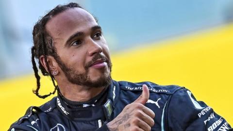 Lewis Hamilton after winning the Tuscan Grand Prix