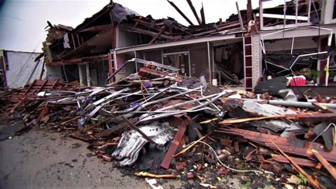 Debris from a home hit by a tornado in Oklahoma