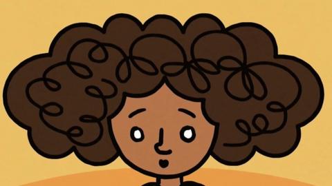 Drawing of a young girl with big Afro hair