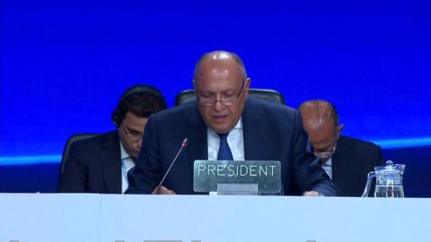 President Sameh Shoukry speaking at COP27