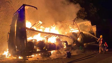 The lorry fire on the A1(M)