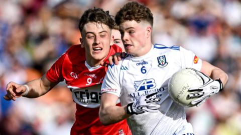 Monaghan's Tommy Mallen runs with the ball during the Ulster Minor final against Derry