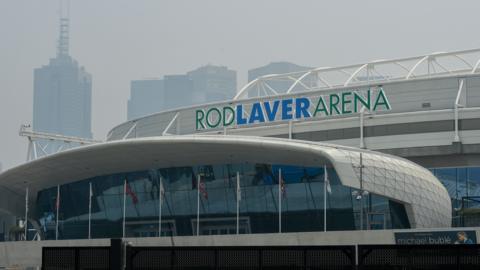 Smoke haze hangs over Melbourne and the Rod Laver Arena