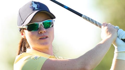 Ireland's Leona Maguire playing a shot during practice for the Solheim Cup