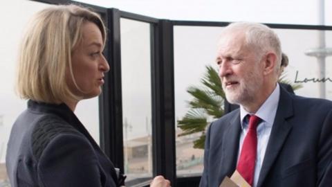 Laura Kuenssberg and Jeremy Corbyn