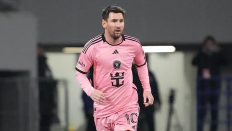 Lionel Messi of Inter Miami in action during the preseason friendly match between Vissel Kobe and Inter Miami at National Stadium on February 07, 2024 in Tokyo, Japan.