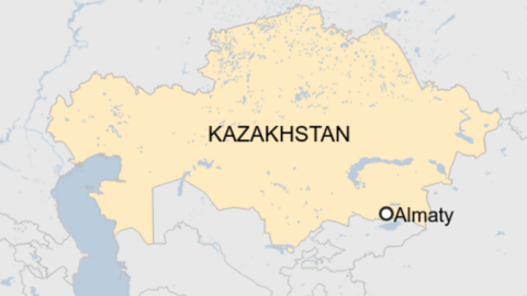 A map showing Almaty in Kazakhstan