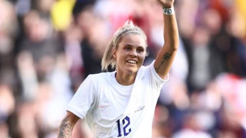 Rachel Daly celebrates after scoring for the Lionesses against Italy