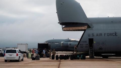 A US Air Force aircraft at Joint Base Andrews