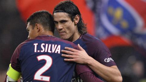 Edinson Cavani and Thiago Silva