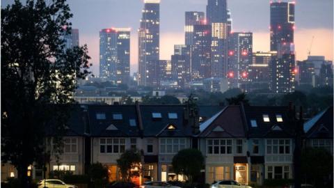 London skyline with houses