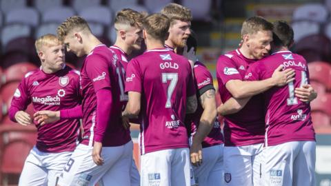 Arbroath celebrate scoring against Ayr United