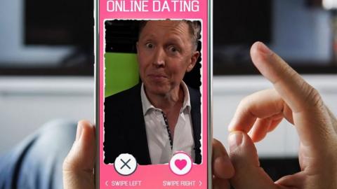 The BBC's Damien McGuinness in a mock-up of a dating app