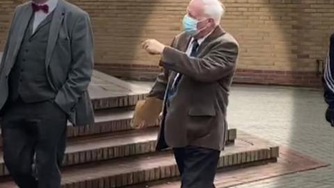 Mr Atkinson arriving at court