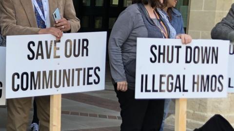 Protesters outside Northampton's Guildhall