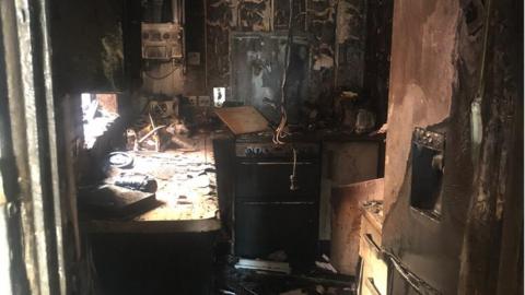 The kitchen following the fire