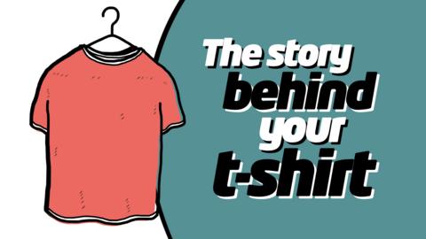 A picture of a t-shirt next to text reading 'The story behind your t-shirt'