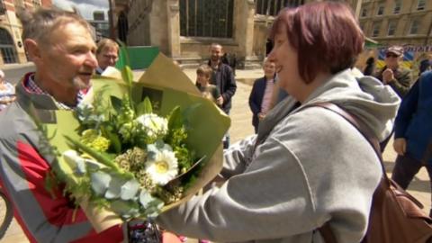 Derek cycled to all 42 cathedrals around the country to raise money for The Bridges addiction service in Hull