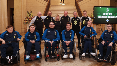 Northern Ireland's power chair team at a civic reception at Stormont