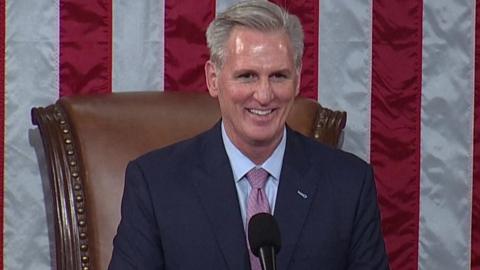 Kevin McCarthy making his first speech after being elected US House Speaker