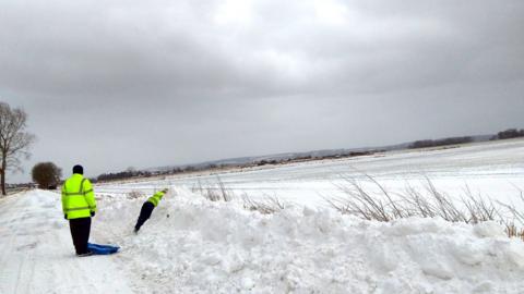 Man in snow drift