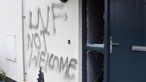 The words "UVF not welcome" were sprayed on some of the houses that were attacked