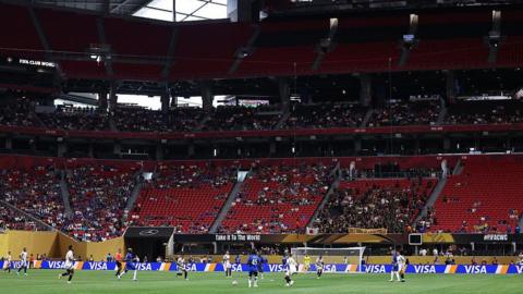 A fairly empty Mercedes-Benz Stadium