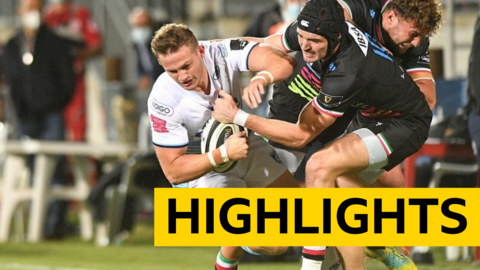 Hallam Amos is tackled at Zebre