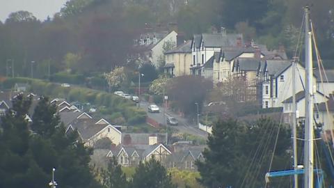 Aerial shot of homes