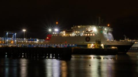 Ben-my-Chree in Douglas Harbour at night