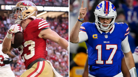 Christian McCaffrey (l) and Josh Allen (r)