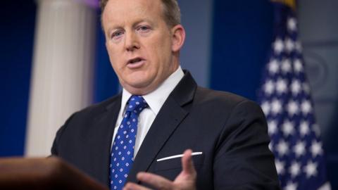 White House Press Secretary Sean Spicer responds to a question from the news media during the daily press briefing in the Brady Press Briefing Room at the White House in Washington, DC, USA, 09 May 2017.