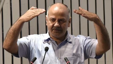 Delhi Deputy Chief Minister Manish Sisodia addressing students during the launch of the web portal for education loan under Higher Education and Skill Development Guarantee Scheme at Delhi Secretariat on June 20, 2016 in New Delhi, India.