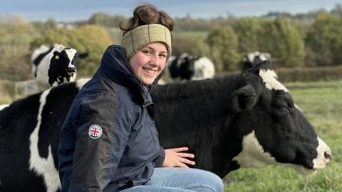 Jess Langton on the dairy farm