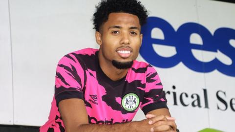 Marcel Lavinier during his unveiling as a Forest Green Rovers player