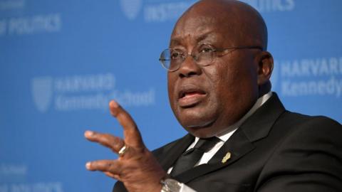 The President of Ghana speaking at an event