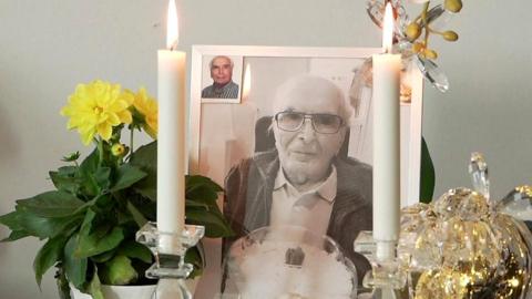 Memorial to Reza Sedghi, who died from Covid-19 in a Swedish care home