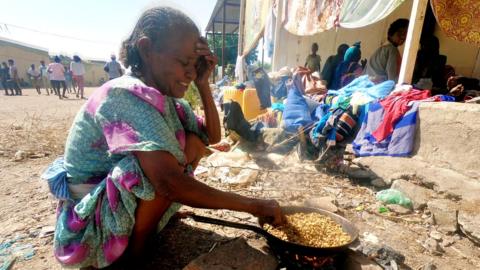 An Ethiopian who fled the ongoing fighting in the Tigray region, on the Sudan-Ethiopia border in eastern Kassala state, Sudan, 14 November 2020