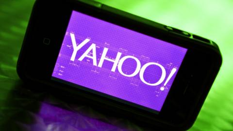 Yahoo logo on a smartphone
