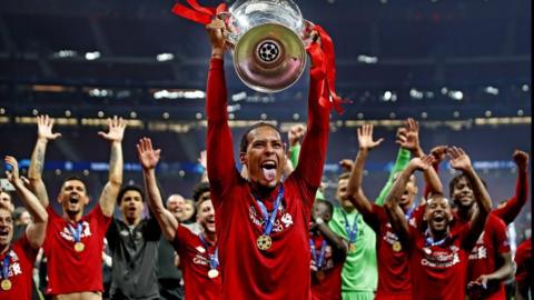 Virgil van Dijk lifts the European Cup