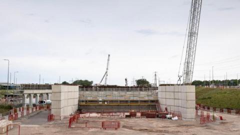 Part of the works for the twin box structure at the M42