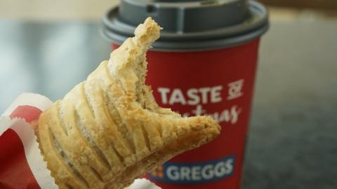 The vegan sausage roll and a hot drink