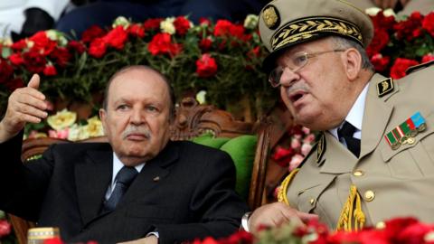 Ahmed Gaid Salah, the army chief of staff, (R) with Abdelaziz Bouteflika (L) - 27 June 2012