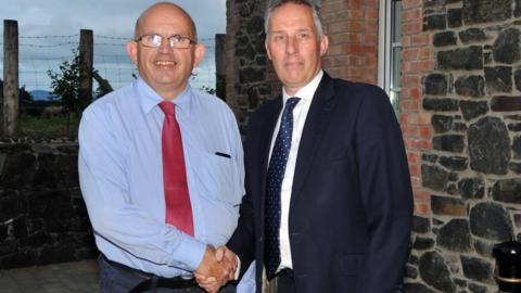 DUP councillor John Finlay with Ian Paisley