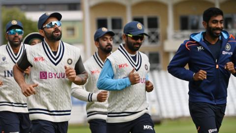 India players including Virat Kohli and Jasprit Bumrah during a training session