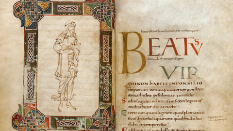 Frontispiece and Psalm 1 in the Becket psalter