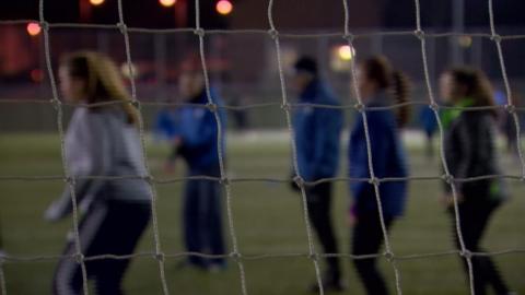 A women's football training session