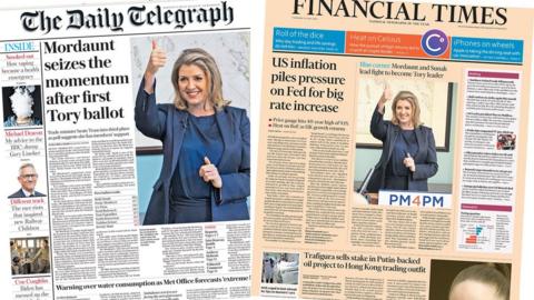 Telegraph and FT front pages for 14 July 2022