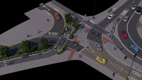 image showing what the new cycle route will look like upon completion.